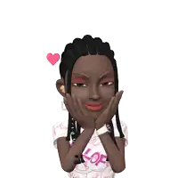 a cartoon girl with a heart in her hair