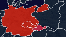 a map of a polish corridor with a red face on it