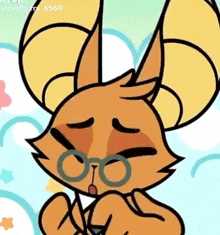 a close up of a cartoon cat wearing glasses