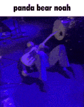 a picture of a person playing a guitar with the words panda bear noah on the bottom