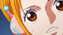 a close up of a cartoon character 's eyes with a white circle in the middle