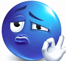 a blue smiley face with a white hand making a stop sign