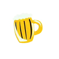 a cartoon drawing of a beer mug with foam on top