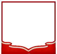 a red and white border with a white ribbon