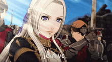 a cartoon of a girl with the words join vc written below her