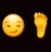 a blurred image of a smiley face and a foot .