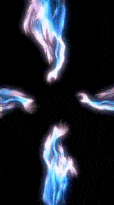 a painting of a cross with a black background