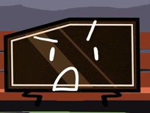 a cartoon drawing of a coffin with a face