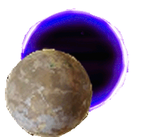 a purple circle is surrounding a brown ball