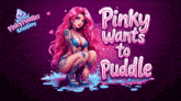 a poster for pinky puddles creations shows a girl with pink hair and tattoos
