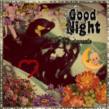 a picture of a baby on a crescent moon with the words good night mimimade
