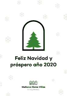 a christmas card for mallorca home villas holiday rentals with a green christmas tree