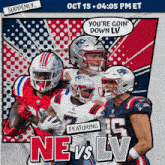 a poster for a football game between the patriots and the jets