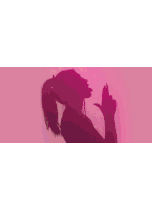 a shadow of a woman is cast on a window