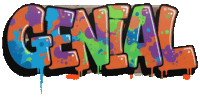 the word genial that is written in graffiti