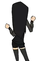a cartoon of a girl with long black hair and sunglasses
