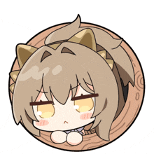 a drawing of a girl in a circle with a ponytail