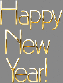 a gold sign that says happy new year on a grey background