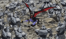 a group of soldiers are fighting a dragon in a cartoon