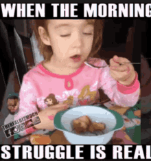 Morning Struggle Is Real Eating GIF