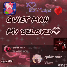 a poster that says " quiet man my beloved "