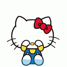 blue hello kitty with a red bow on her head
