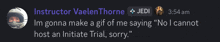a message from instructor vaelen thorne to jedi