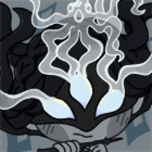a cartoon drawing of a person with smoke coming out of their eyes