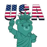 a statue of liberty is holding a torch in front of the word usa