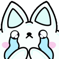 a cartoon drawing of a white cat crying with tears coming out of its eyes