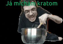 a pixelated image of a man stirring something with the words ja micham kratom behind him