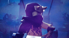 a lego figure with horns and a sword