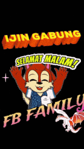 a cartoon of a squirrel with the words selamat malam written above it