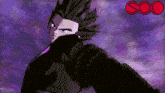 a purple background with a red circle that says soo