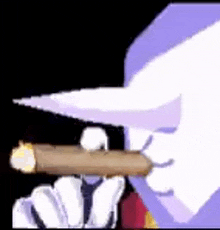 a cartoon character is smoking a cigar in a pixel art style .