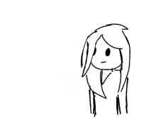 a black and white drawing of a girl laughing and saying hey !
