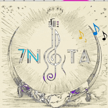 a drawing of a guitar with the words 7nnota written on it