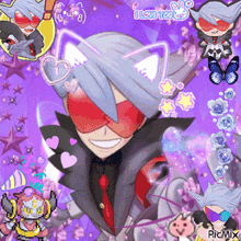 a picture of a cartoon character with a purple background that says i love you on it