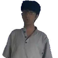 a man wearing glasses and a shirt with the word ratio on it