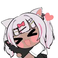 a cartoon drawing of a girl with a bow tie and a heart on her head