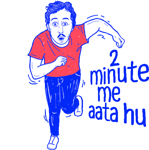 Man Sprints, Saying 'Be There In 2 Minutes' In Hindi Sticker - Gup Shup 2minute Running Stickers