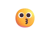 a cartoon smiley face blowing a kiss with a pink heart in its mouth