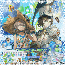 a picture of a boy and a girl with the words recomarcus aero < 3 on the bottom