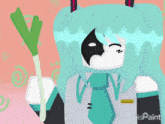 a drawing of hatsune miku with ibis paint written on the bottom right
