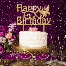 Happy Birthday Birthday Cake GIF - Happy Birthday Birthday Cake Flowers GIFs