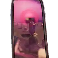 a phone screen shows a cartoon scene with a box that says coca cola