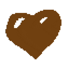 a pixel art of a brown heart with two holes in it