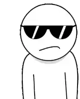 a black and white drawing of a man wearing sunglasses and making a funny face .