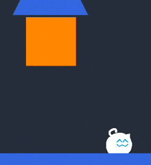 a cartoon drawing of a cat standing next to a box