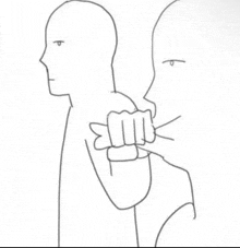 a drawing of a man holding another man 's fist .